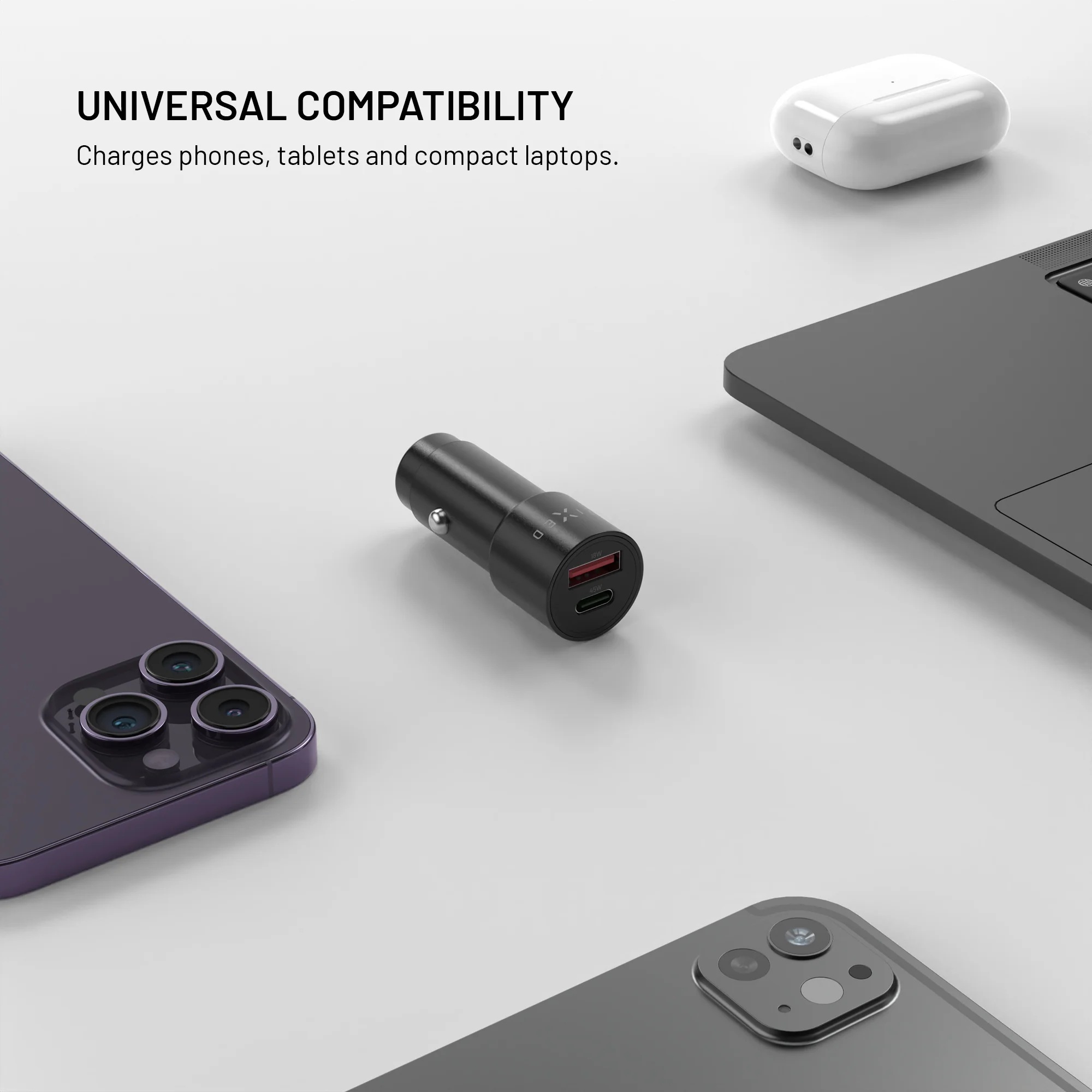 Fixed USB-C/USB-A Car Charger, 63W, PD 3.0 - Image 3