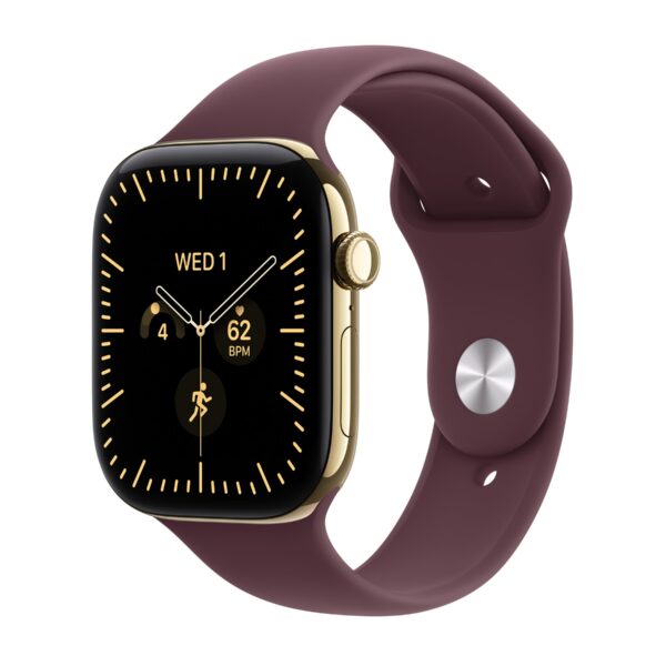 Apple Watch Series 12 GPS + Cellular 46mm Radiant Gold Titanium Case with Burgundy Sport Band - S/M | Apple